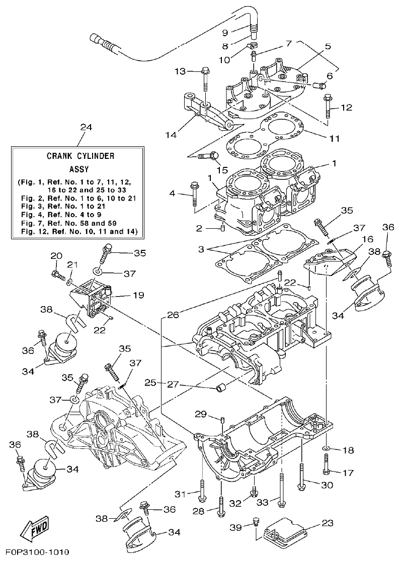 Yamaha XLT800(2003) CYLINDER. CRANKCASE 1 parts diagram